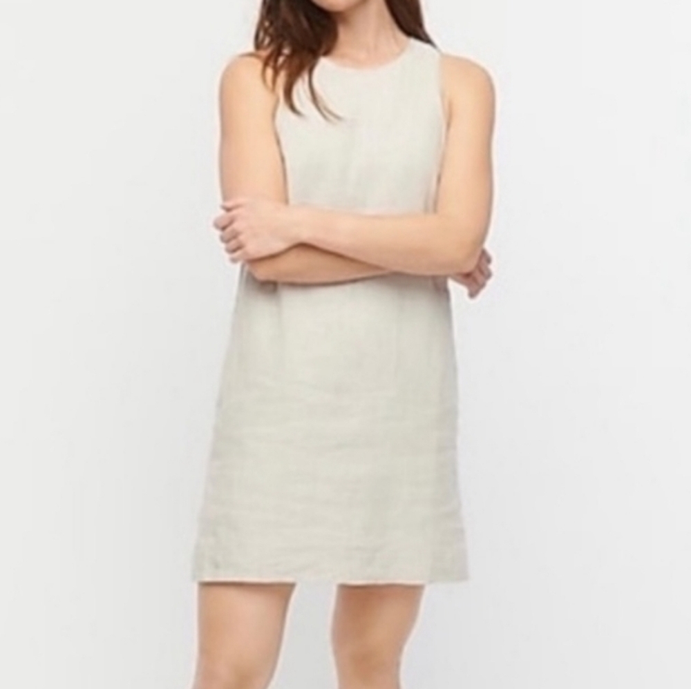 J. Crew Beau Champs Wheat Linen Button Back Shift Dress - Size XLT